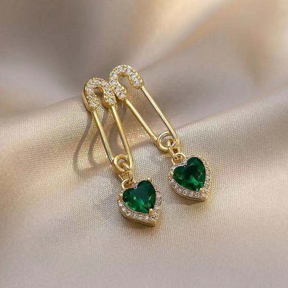 sengpan Christmas gifts ideas New Korean Style Green Crystal Drop Earrings for Women Geometric Rhinestone Tassel Dangle Earring Girl Party Temperament Jewelry