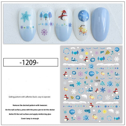 sengpan New Christmas Nail Slider Santa Elk Snowman  New Year Nail Design Big Size Full Cover Water Nail Transfer Cartoon Winter Decal