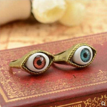 sengpan Classic Vintage Turkey Evil Eye Finger Ring Eyeball Punk Goth Jewellery Halloween Gift Fashion Ring for Men Women