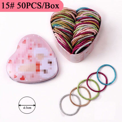 sengpan gifts for girls 50PCS/Box Mix 3CM Children's rubber band does not hurt hair girl hair ring female black baby Hairbead Hair tie girl  Korean cute