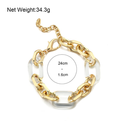 sengpan Punk Chunky Cuban Thick Chain Bracelets for Women Men New Design Twist Alloy Acrylic Bangles Bracelets Statement Jewelry