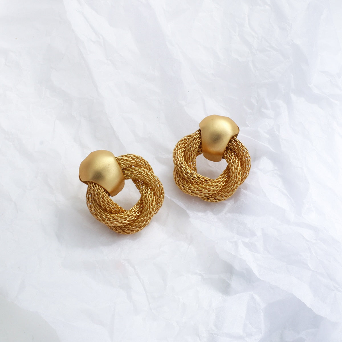 sengpan New Matte Gold Color Earrings for Women Multiple Trendy Round Geometric Twist Drop Earring Fashion Statement Jewelry