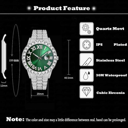 sengpan Disaster Prevention Jewelry Iced Out Watch Men Hip Hop Luxury Fully Bling Diamond Quartz Mens Watches Blue Face Waterproof AAA CZ Relojes