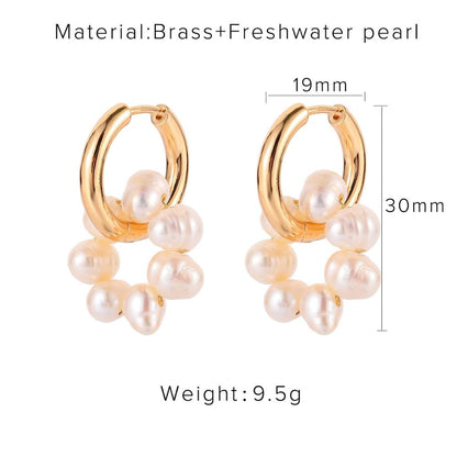 sengpan Trend Designs Lapis Jade Opal Freshwater Pearl Round Charm Earrings For Women Handmade Semi-Precious Stone Beads Earrings