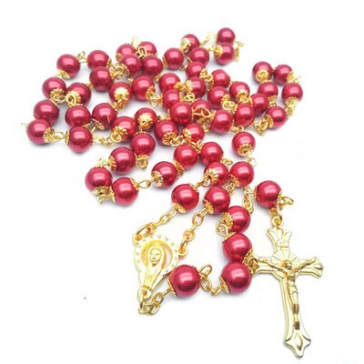 sengpan Christmas gifts ideas 5 Styles Imitation Pearl Rosary Cross  Pendant New Necklace Blessing Fashion Simple Temperament Jewelry For Female