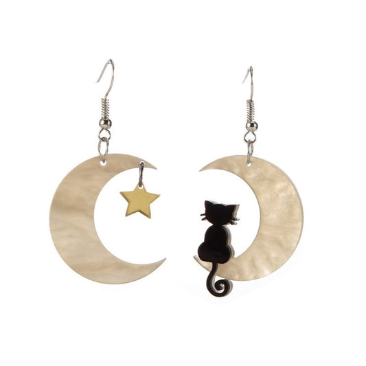 sengpan Christmas decor ideas Women Drop Dangle Earrings Weird Big Long Punk Hip Hop Cute Moon Star Cat Cерьгиc Cережки Pendients Kolczyki ピアス Fashion Jewelry