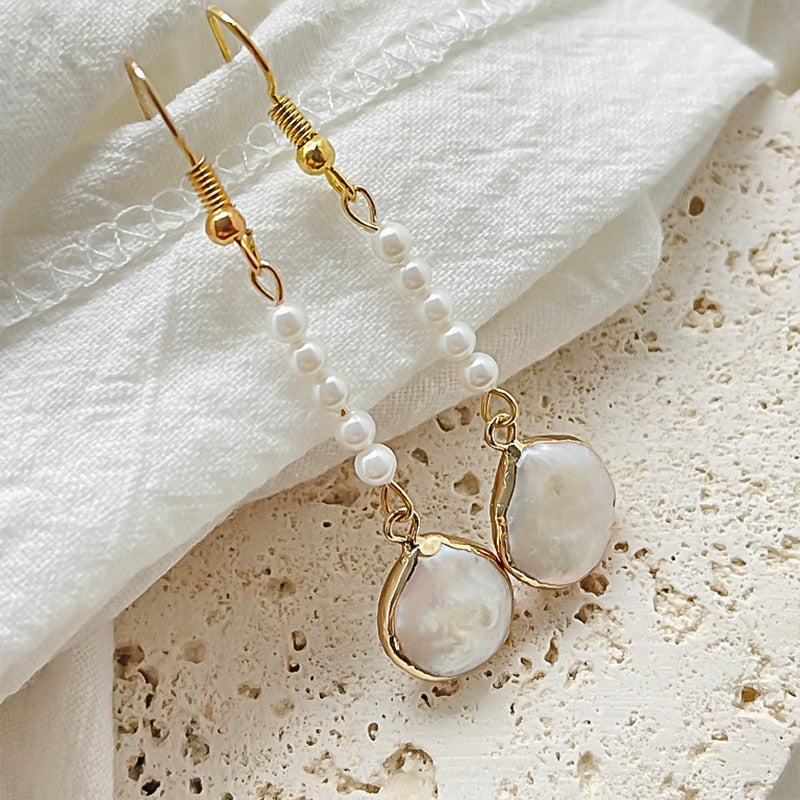 sengpan Christmas wishlist Natural Stone Pearl Shell Earrings for Women Korean Fashion Mixed Earrings Sweet Girl Jewelry Birthday Gifts Christmas Gifts