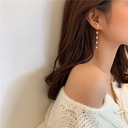 sengpan Christmas gifts ideas New Korean Simulated Pearl Long Tassel Drop Earrings Sweety Jewelry For Women Pendientes Gift Wedding Earrings