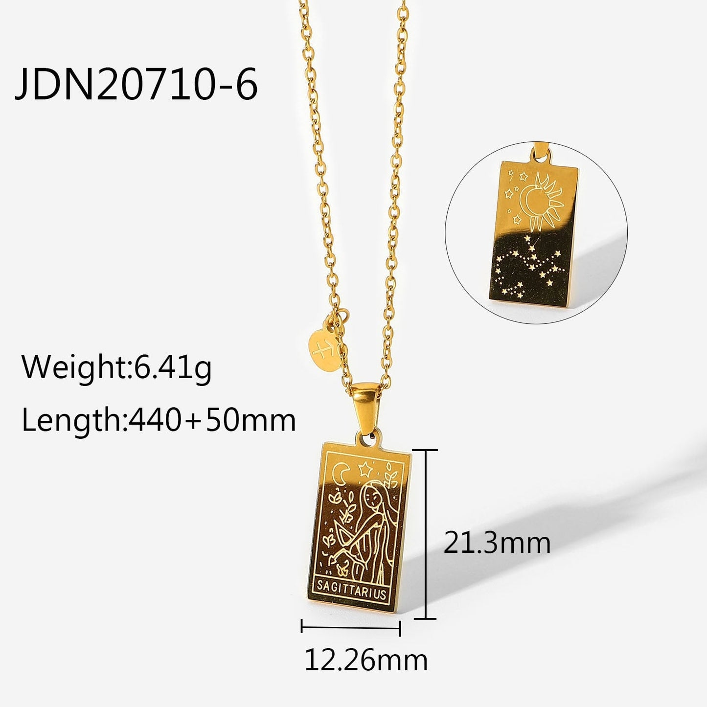 sengpan Women Jewelry 12 Constellations Necklace Stainless Steel Scorpio Leo Virgo Libra Aquarius Taurus Gold Square Pendant Necklaces