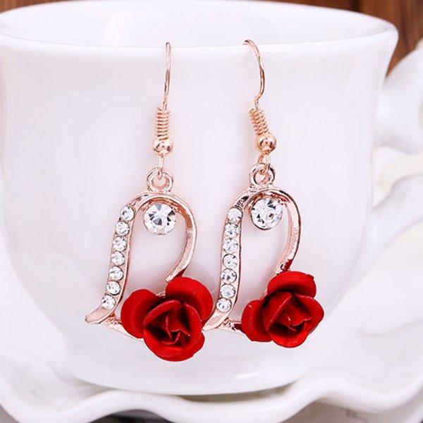 sengpan gifts for her hot sale new gifts for women Korean Fashion Cat Rose Flowers Tassel Earrings For Women Crystal Pearl Dangle Asymmetrical Wedding Party Jewelry Sweet Female