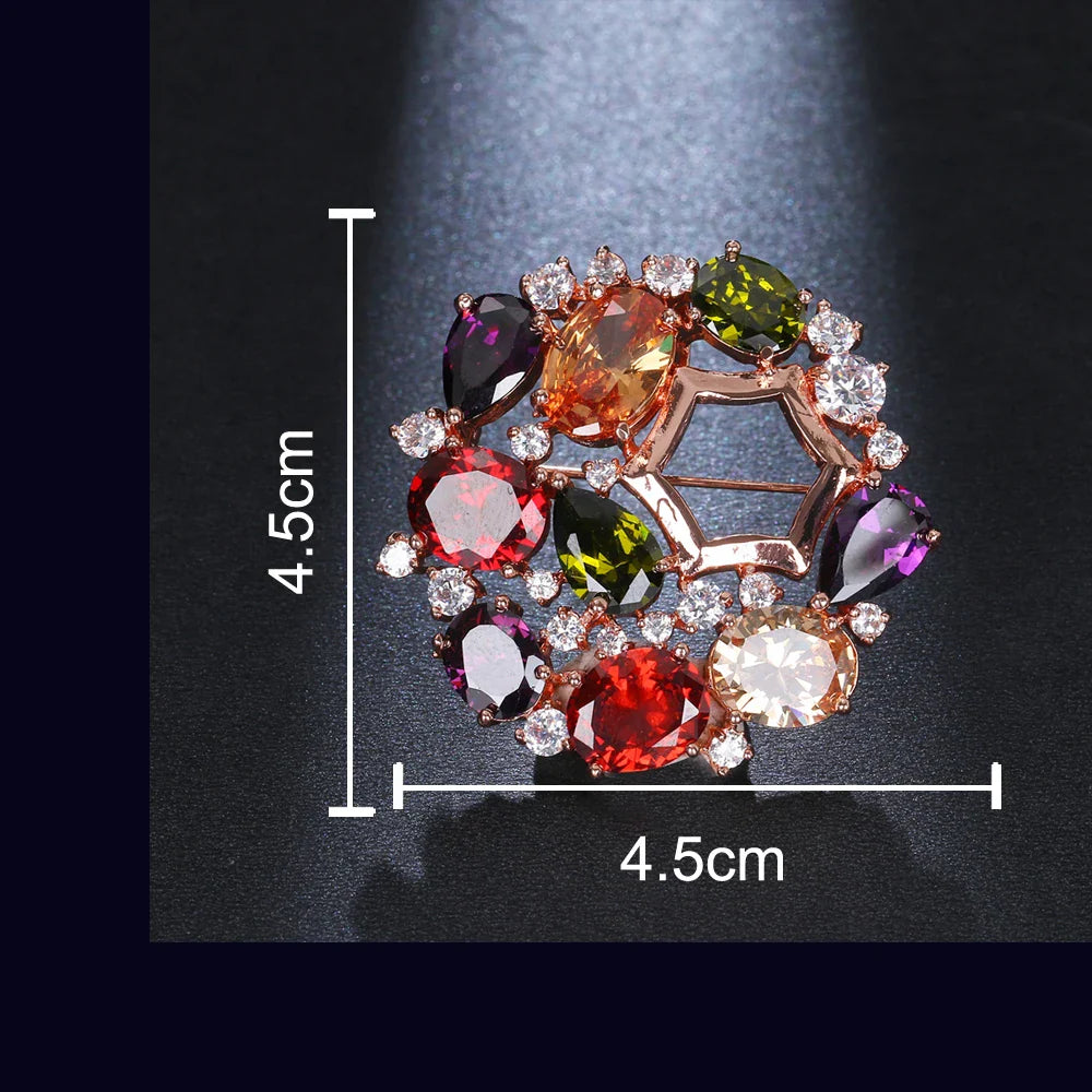 sengpan - Fascinating Design Different Geometry Shape Cubic Zircon Rose Gold Brooch For Women Elegant Jewelry In Wedding Party