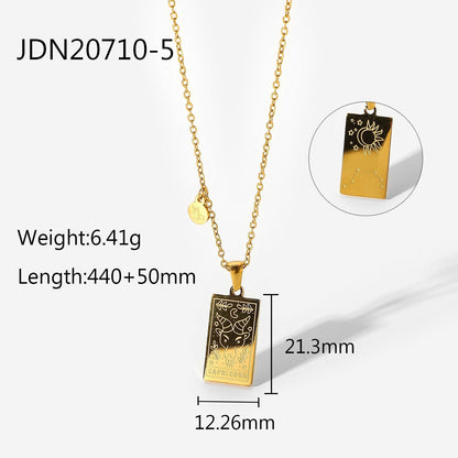 sengpan Women Jewelry 12 Constellations Necklace Stainless Steel Scorpio Leo Virgo Libra Aquarius Taurus Gold Square Pendant Necklaces