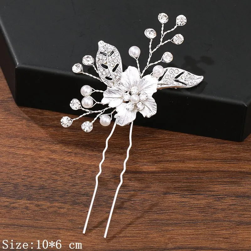 sengpan - Hair Pins Hair Accessories For Women Wedding Accessories Hair Clips Jewelry Pearl Rhinestone Flower Hair Clip Pins Headpiece