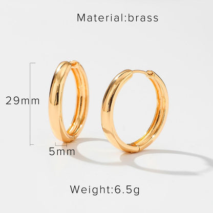 sengpan Golden Brass Hoop Earrings For Women Small Large Circle Hoops C Shape Statement Earrings Girls Unique Metal Jewelry