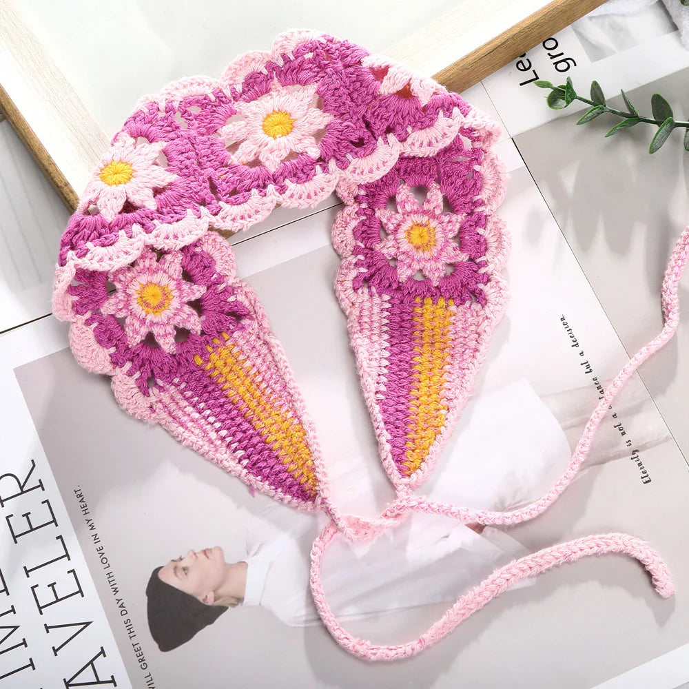 Lianfudai Haimeikang New Crochet Hair Band Women Scarf Solid Color Knitting Headbands Bandanas Wide Elastic Hairbands Fashion Accessories