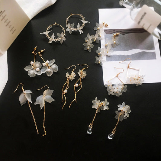 sengpan New flower handmade bohemia boho earrings women fashion long hanging earrings crystal female wedding earings party jewelry