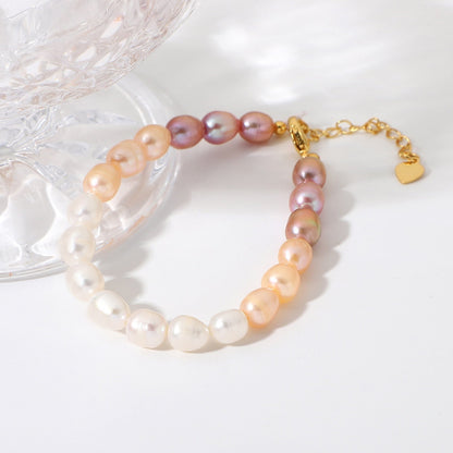 sengpan Mix Color Colorful Freshwater Pearl Strand Bracelets For Women Girls Classic Pearl Beads Bracelets  Jewelry Gifts