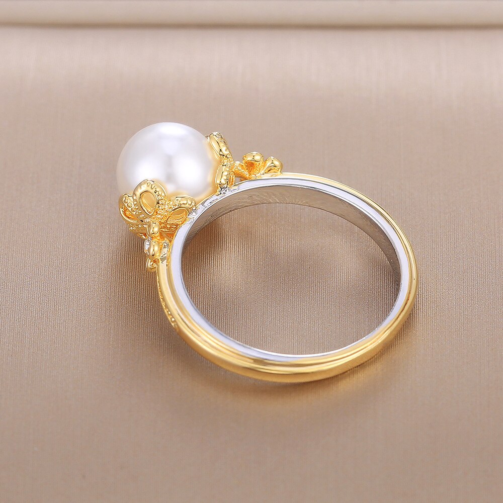 sengpan jewelry gifts for women hot sale New Big Imitation Pearl Ring Costume Jewelry for Women Statement Jewelry Elegant Anniversary Wedding Ring Bijoux Femme Anillos