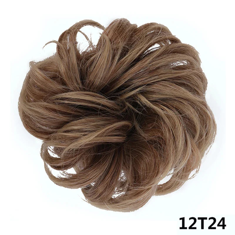 sengpan Synthetic Elastic Hair Scrunchie Chignon Donut Roller Bun Wig Curly Clip in Hair Ponytails Extensions Many colors