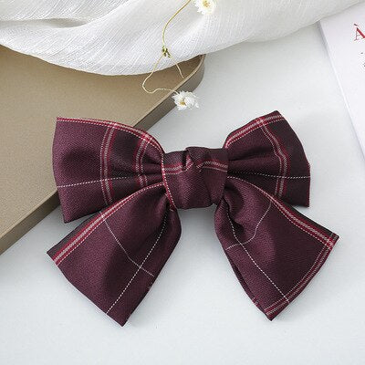 sengpan Women Girl Big Plaid Bow knot Tie Barrette Hair clips Hairpins Fashion Korean Lady Head wear Accessories Wholesale Gifts Party