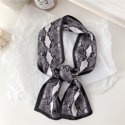 sengpan Silk Scarf Women Dot Zebra Striped Print Small Autumn Neck Scarf Office Lady HairBand Foulard Hand Kerchief Bag Accessories