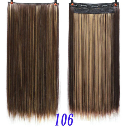 sengpan  24inche 5Clip Long Straight Hair Gradient Straight Hair Synthesis Hair Extension High Temperature Women Hair Extension