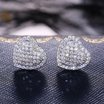 sengpan Classic Design Dazzling Heart Stud Earrings for Women High Quality Romantic Female Accessories Timeless Styling Jewelry