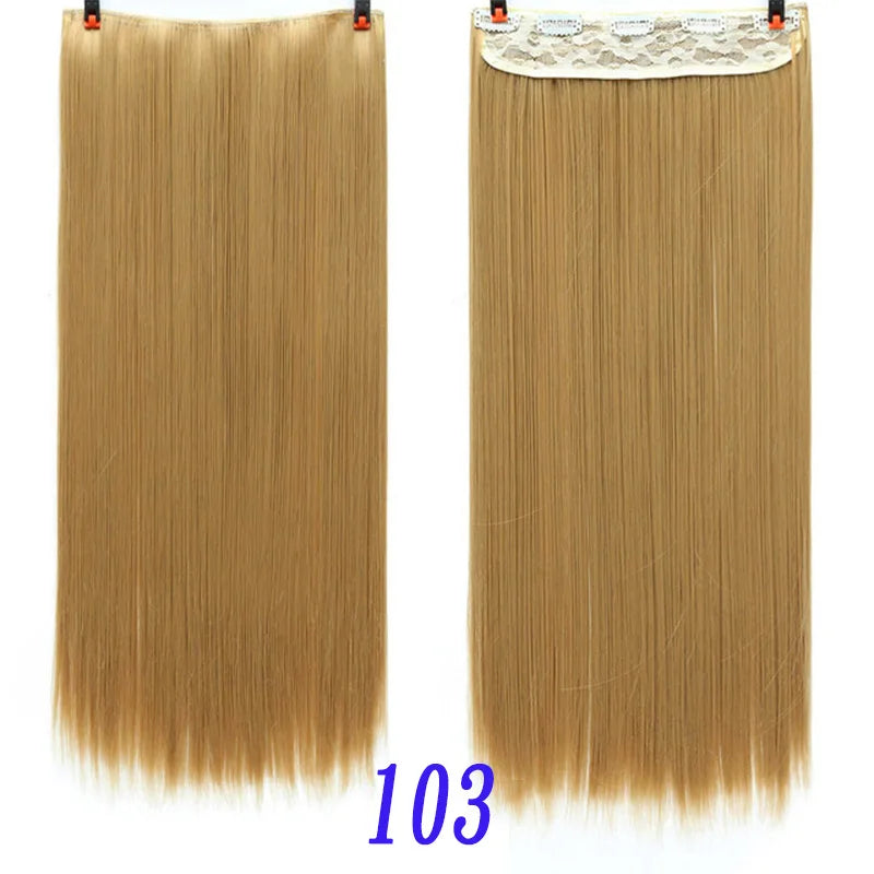 sengpan  24inche 5Clip Long Straight Hair Gradient Straight Hair Synthesis Hair Extension High Temperature Women Hair Extension