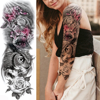 sengpan Sexy Full Arm Temporary Tattoos Sticker For Women Men Adult Gun Nun Vines Realistic Fake Tattoo Sleeves Large Tatoos Paste