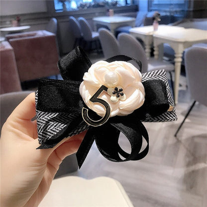 sengpan Camellia Barrette for Women Girl Flower Hair Clip Black White Hairpin Autumn Winter Hair Accessories Wholesale Drop Shipping