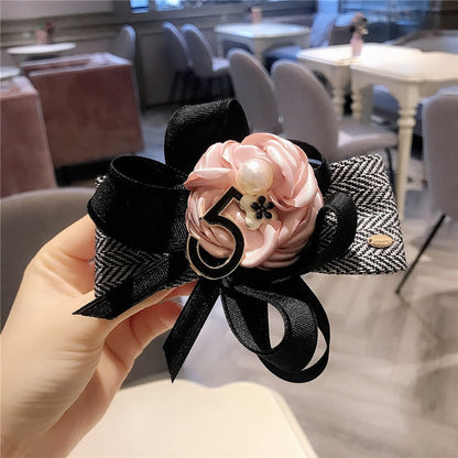 sengpan Camellia Barrette for Women Girl Flower Hair Clip Black White Hairpin Autumn Winter Hair Accessories Wholesale Drop Shipping