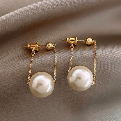 sengpan Christmas gifts ideas New Korean Style White Pearl Drop Earrings for Women Shiny Rhinestone Temperament Earring Wedding Party Engagement Jewelry