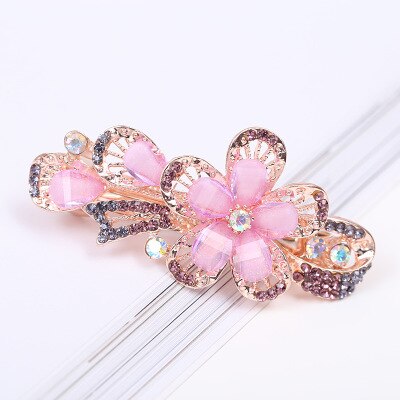 sengpan Barrette For Women Girl Rhinestone Crystal Big Hair Clip Hairpin Rose Peacock Flower Floral Head Accessories Wholesale