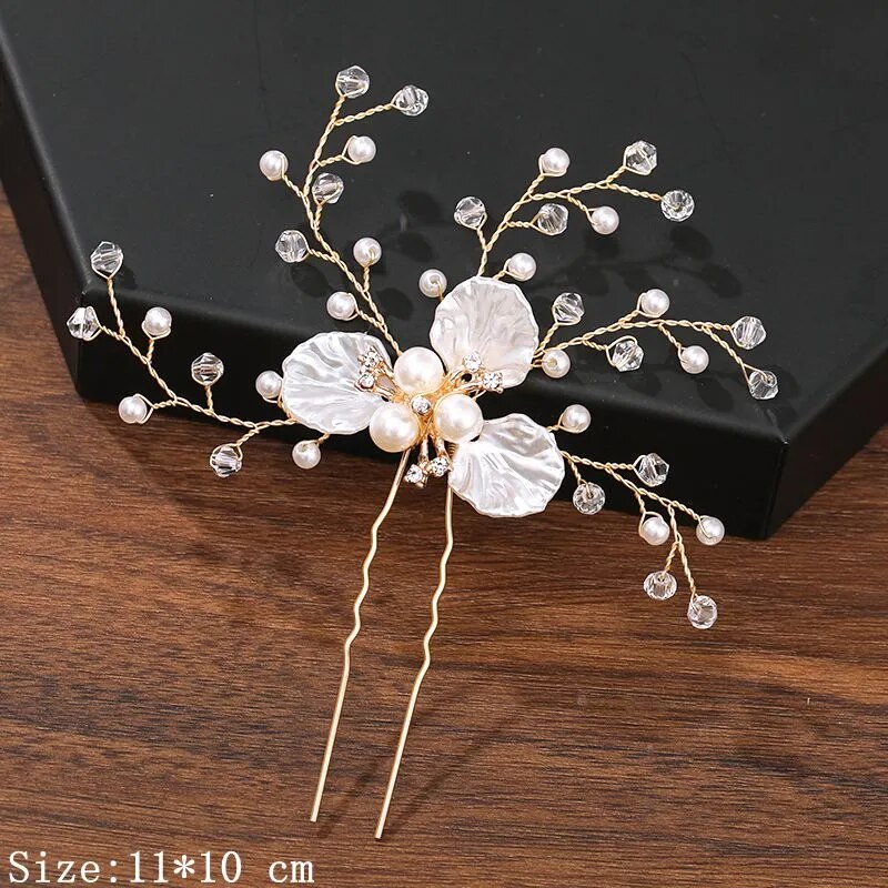 sengpan - Hair Pins Hair Accessories For Women Wedding Accessories Hair Clips Jewelry Pearl Rhinestone Flower Hair Clip Pins Headpiece