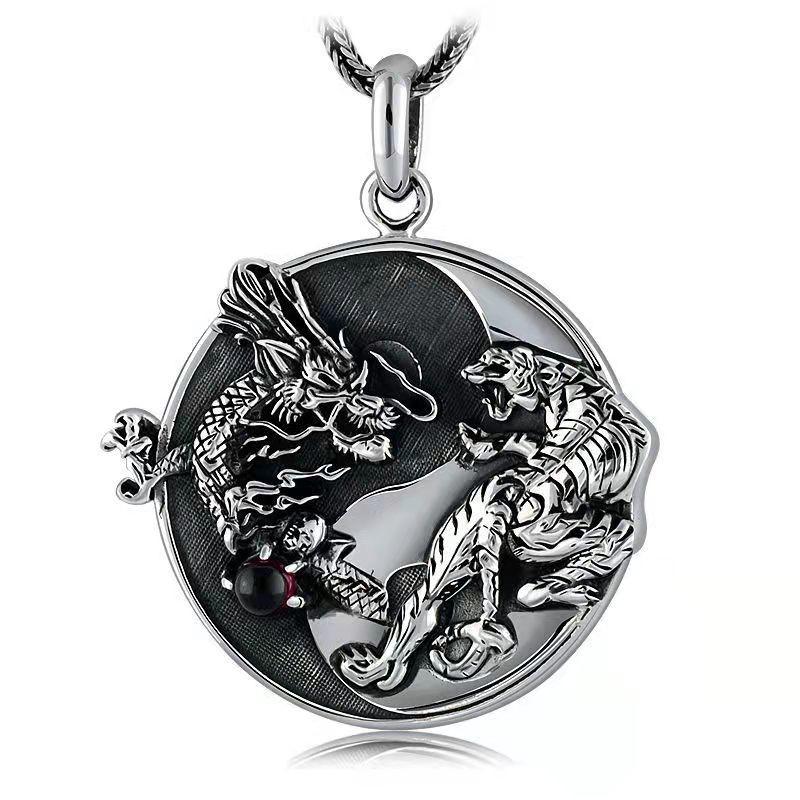 sengpan gifts for men New Domineering Dragon Tiger Yin Yang Tai Chi Pendant Necklace for Men&#39;s Fashion Trend Jewelry Gift