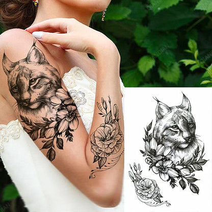 sengpan Black Flower Rose Waterproof Temporary Bird Snake Sexy Body Arm Leg Gem Henna Tattoo Fashion Big Fake Sleeve Sticker