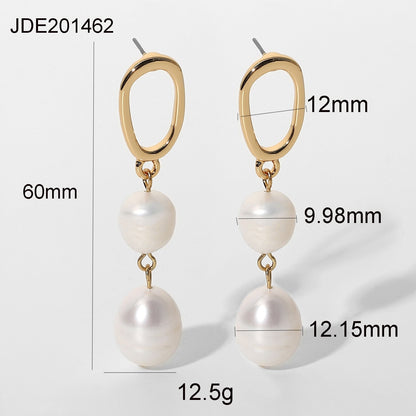 sengpan French Style Freshwater Pearl Pendant Drop Earrings For Women Girls Elegant Stud Earrings Jewelry Accessories