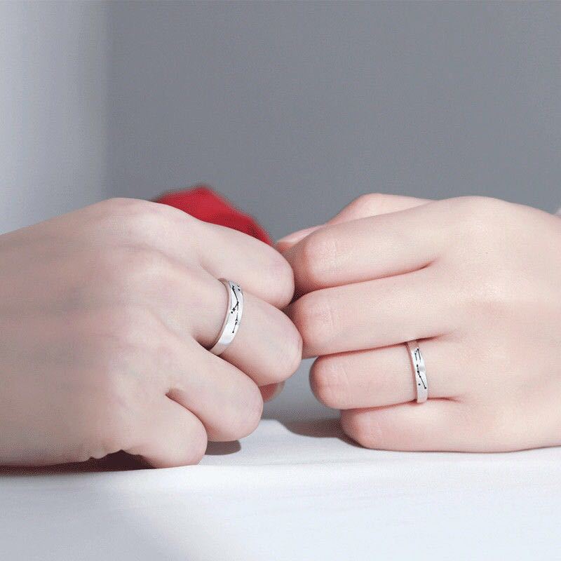 sengpan CHEISTMAS gifts for her 2 Pcs Sun Moon Lover Couple Rings Simple Opening Ring For Couple Men Women Wedding Engagement Promise Valentine's Day Jewelry