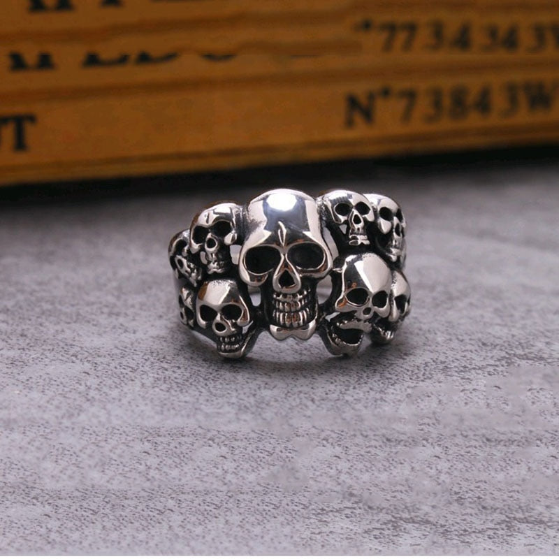 sengpan gifts for men Retro Men Multiple Skull Skull Rings Hip Hop Rock Punk Ghost Head Lady Locomotive Party Finger Jewelry Accessories