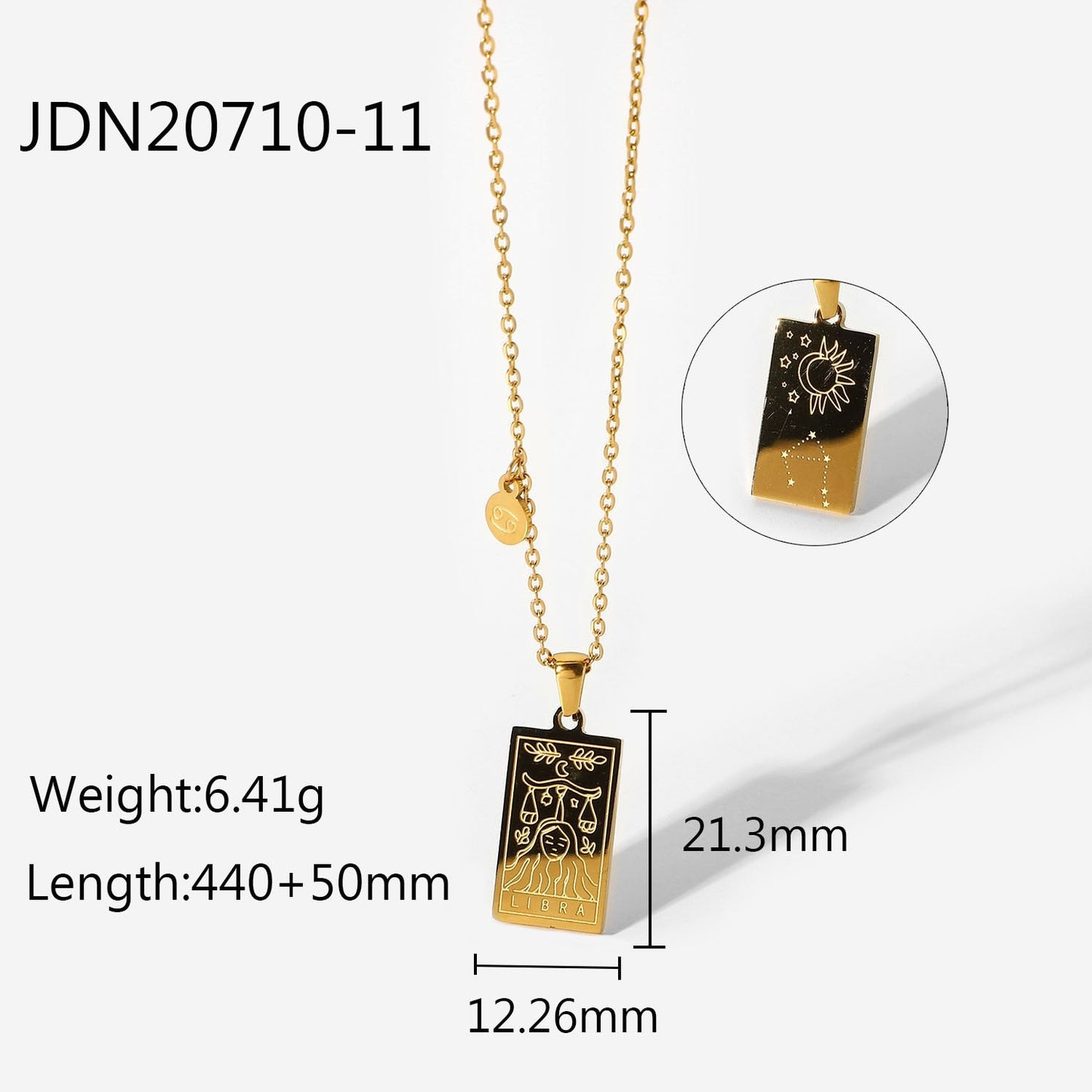 sengpan Women Jewelry 12 Constellations Necklace Stainless Steel Scorpio Leo Virgo Libra Aquarius Taurus Gold Square Pendant Necklaces