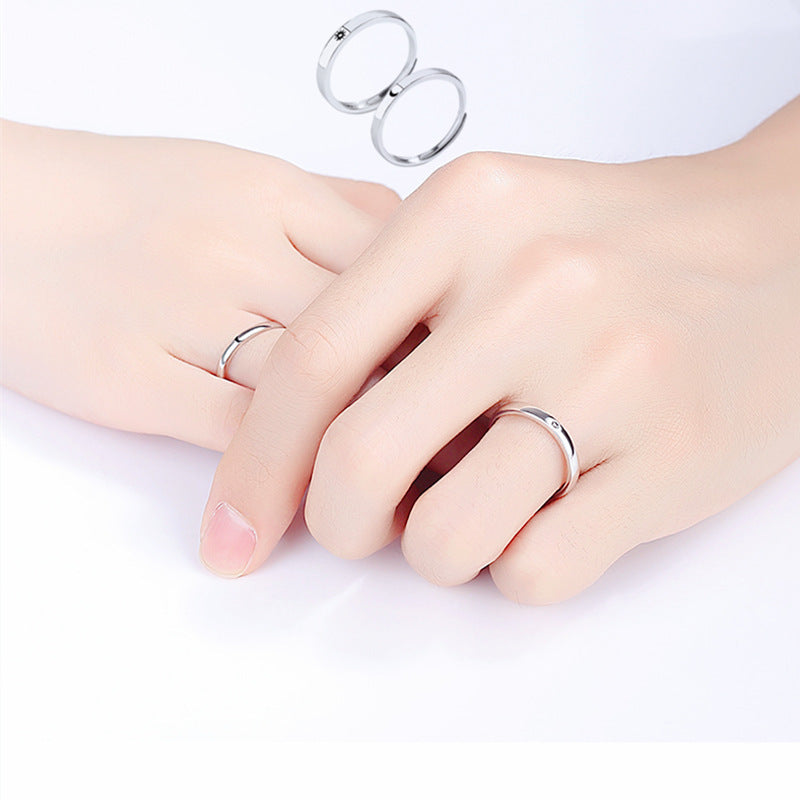 sengpan CHEISTMAS gifts for her 2 Pcs Sun Moon Lover Couple Rings Simple Opening Ring For Couple Men Women Wedding Engagement Promise Valentine's Day Jewelry