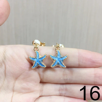 sengpan Child Blue Starfish Ear Clip Earrings Kids Cartoon Fashion No Piercing Ear Rings For Kids Gift Jewelry Korean Ear Clip Girls