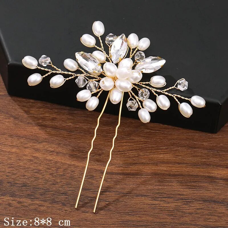 sengpan - Hair Pins Hair Accessories For Women Wedding Accessories Hair Clips Jewelry Pearl Rhinestone Flower Hair Clip Pins Headpiece