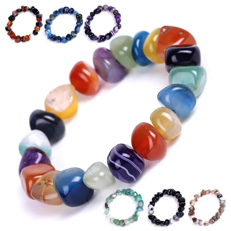 sengpan Yoga Ethnic Multicolor Natural Irregular Stone Beads Strand Bracelet For Men Women Handmade 7 Chakra Bracelets Bangle Men