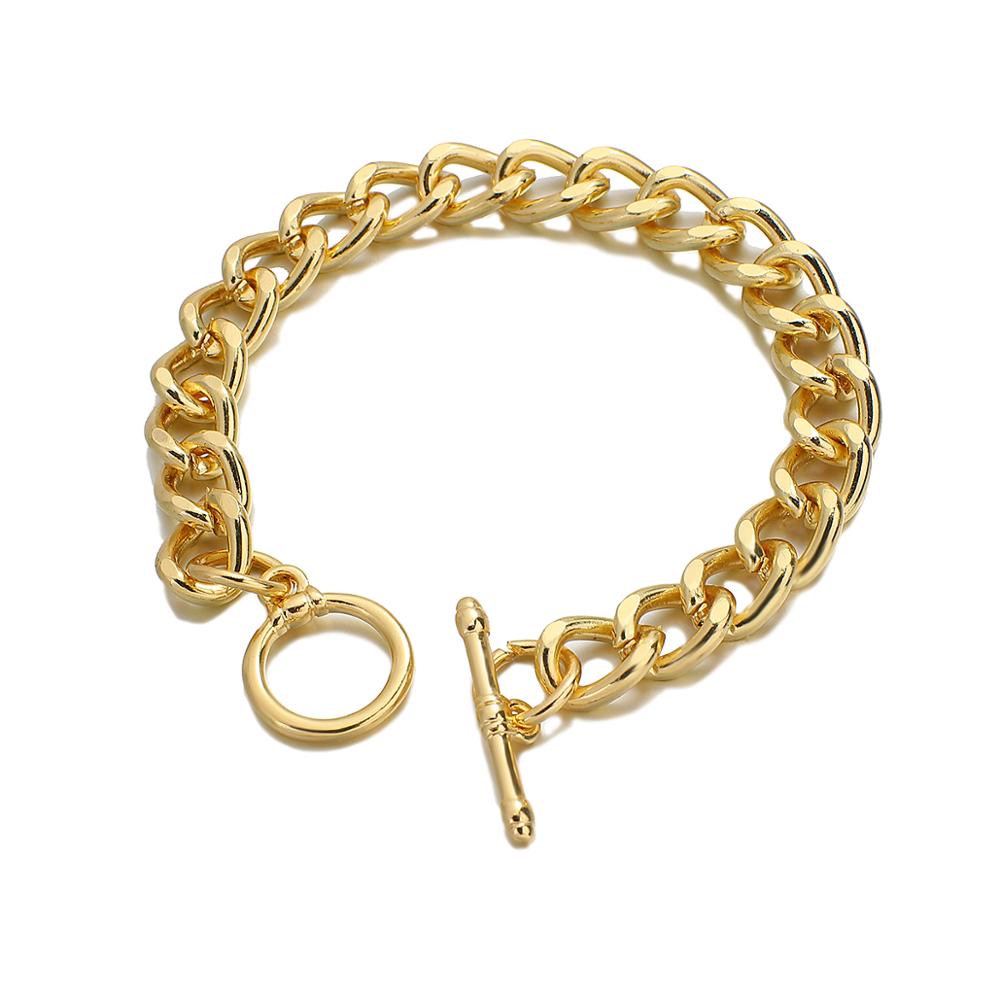 sengpan Punk Charm Chain Bracelets for Women Minimalist Thick Gold Color Stainless Steel Bracelets Bangles Fashion Jewelry