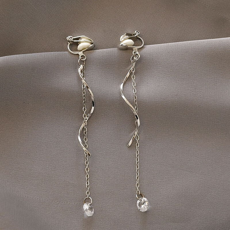 sengpan Fashion charm Creative pearl clip on Earrings Cute Handmade Earrings Womens ear clips Jewelry