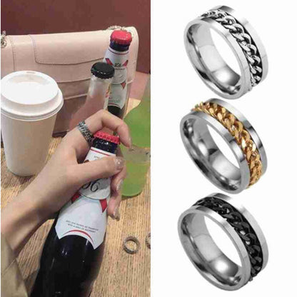 sengpan christmas wishlist gifts for her Stainless Steel Corkscrew Chain Finger Ring Rotating Chain Rings bottle opener ring Fashion Creative Jewelry Women Mens Ring