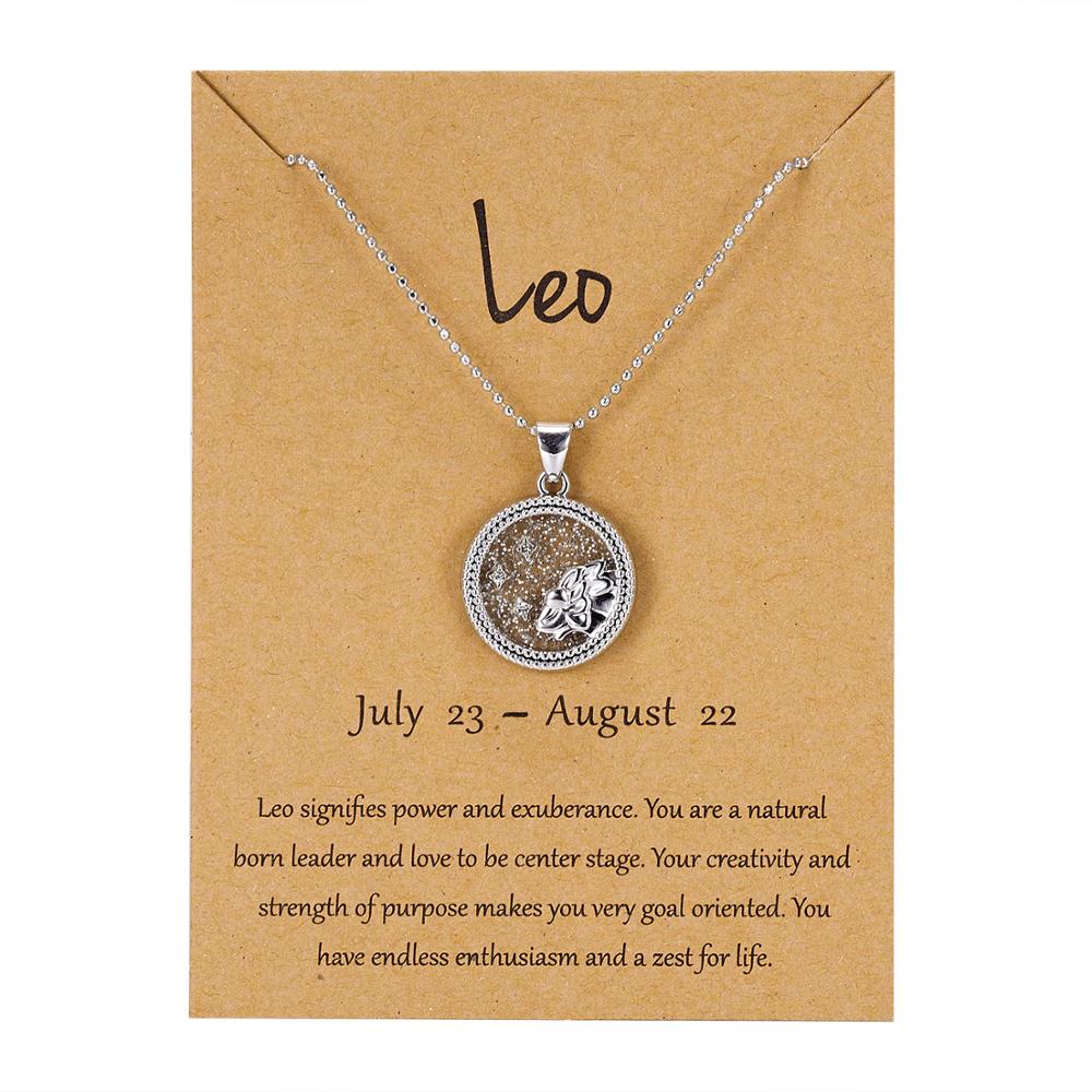 sengpan  gifts for women Fashion Charm Silver Color 12 Constellation Pendant Necklace Aries Leo Star Zodiac Sign Necklaces for Women Personality Jeweley