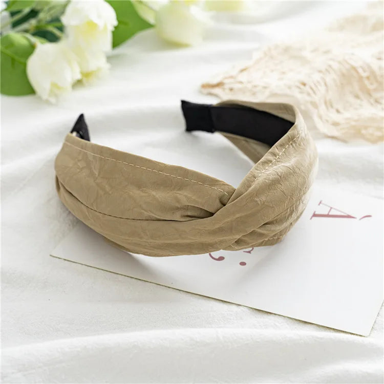 Lianfudai 2024 Non-slip Resilience Retro Suede Solid Wide Headband Hair Band Hoop Bezel Women Girls Hairbands Hair Accessories Headwe