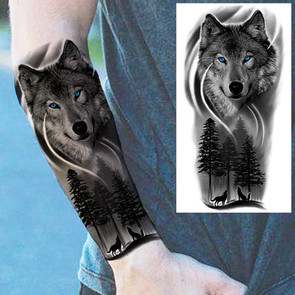 sengpan Praying Lion Cross Temporary Tattoos For Men Women Clown Wolf Tiger Flower Compass Fake Tattoo Sticker Forearm Waterproof Tatoos